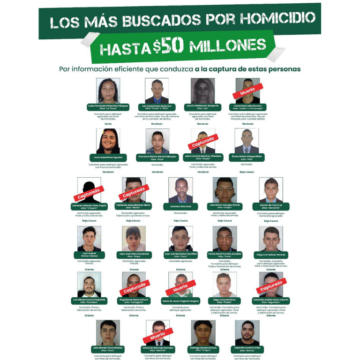 Antioquia publica cartel de los más buscados por homicidio y ofrece hasta $50 millones de recompensa