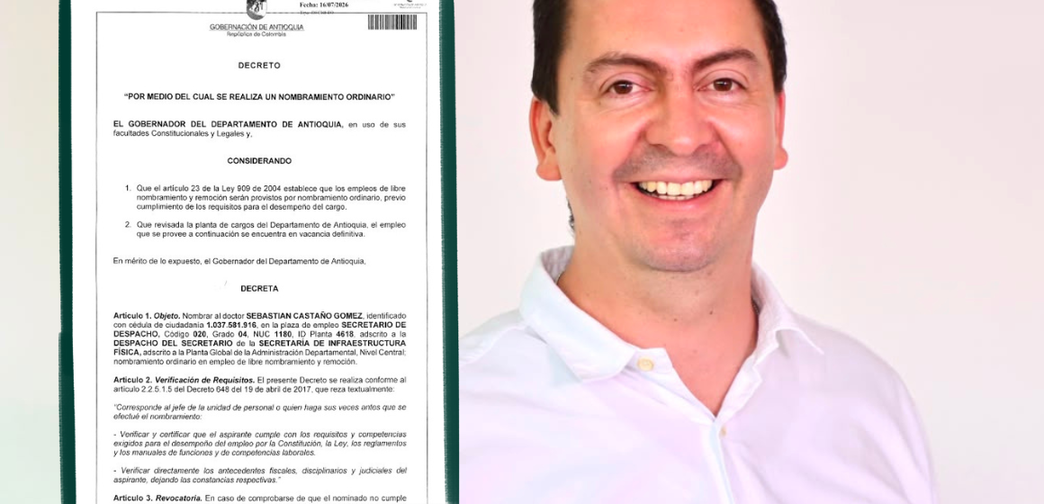 Sebastián Castaño es el secretario de Infraestructura de Antioquia